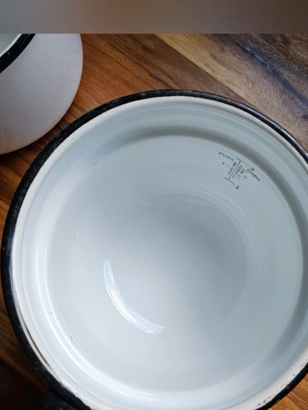 Vintage Vollrath Ware Enamel Double  Boiler 3 Piece Set White Black Trim